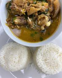 White Rice and Goatmeat pepper soup 